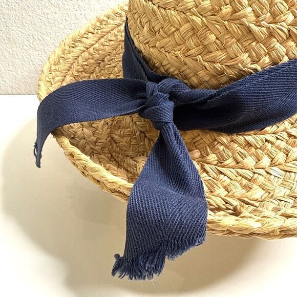 Helen Kaminski Australia Woven Straw Raffia Hat with Raffia Bow Helen Kaminski Australia hat straw raffia boater black  main image 4